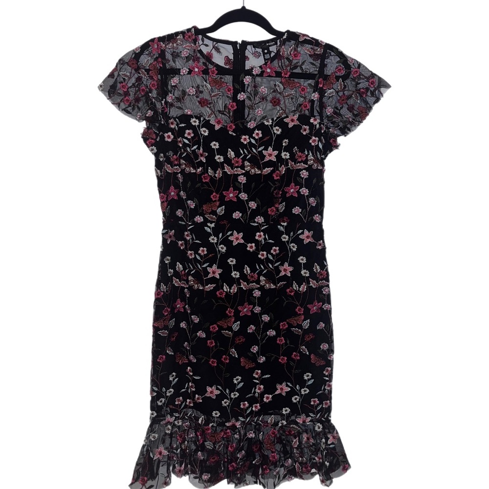 AQUA Black Floral Dress NWT